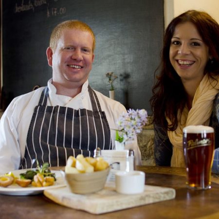 Landlord and chef Karl Bashford, with his partner Susie.