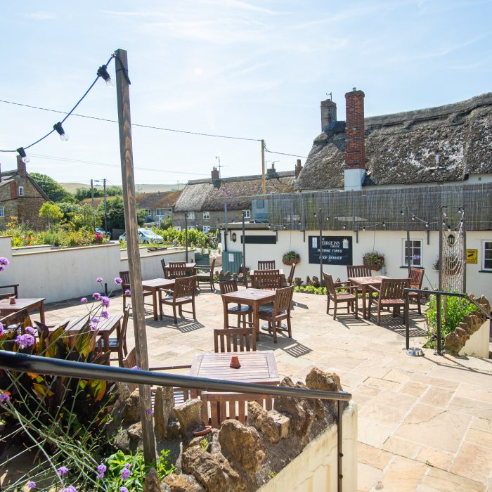 George Inn pub Chideock beer garden