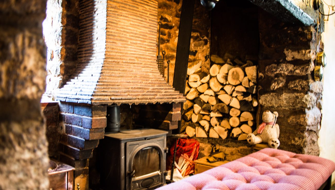 Wood burner at the Bicknoller Inn