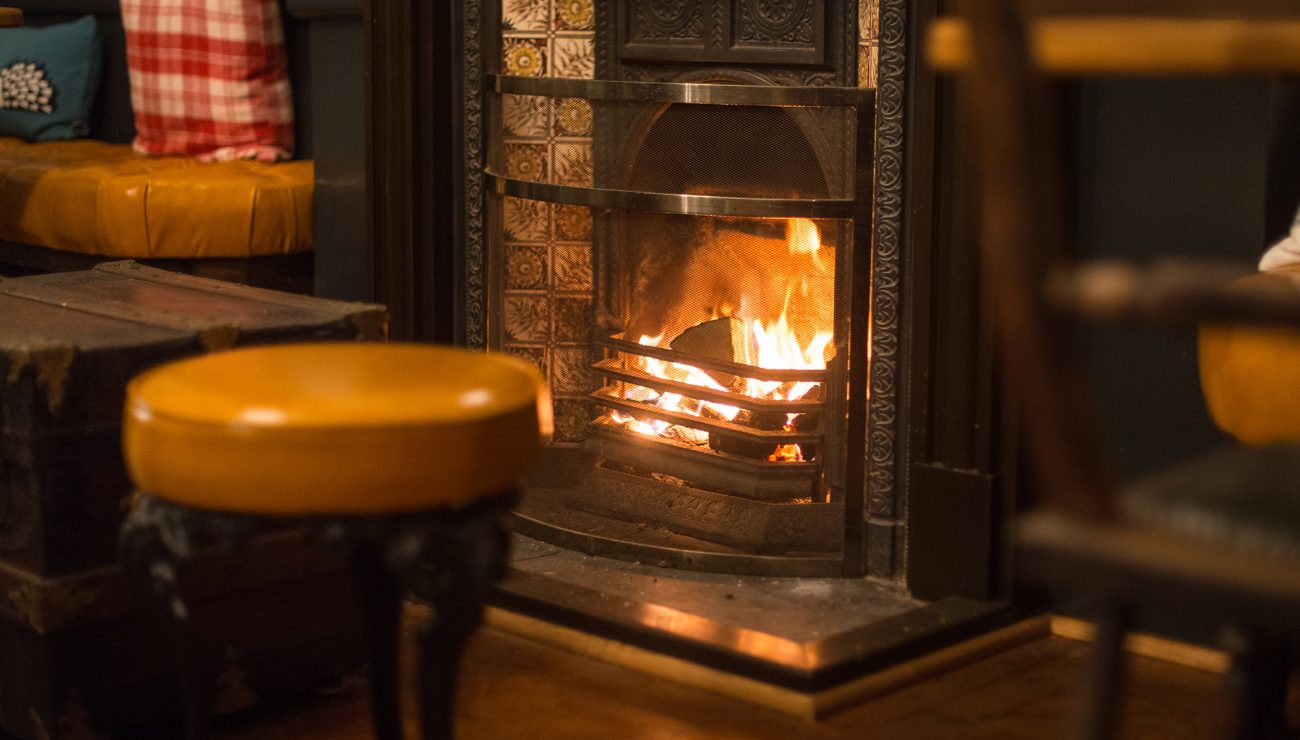 Open fire at the Red Lion in Beaminster.