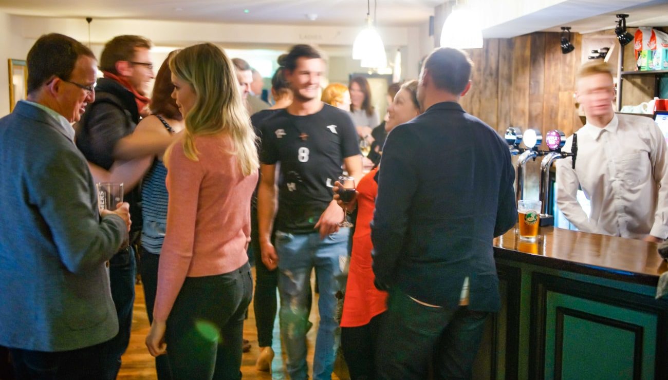 People in the White Lion Pub