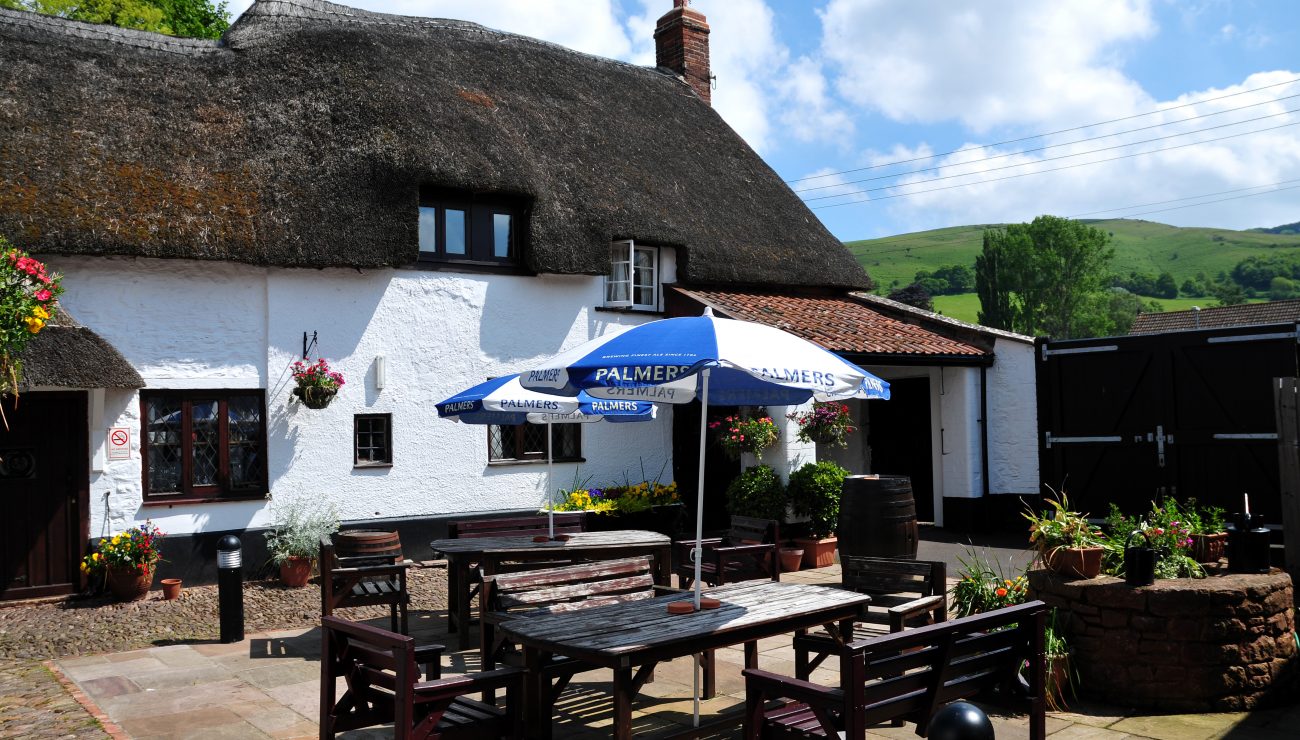 Outside of Bicknoller Inn, pub in Somerset