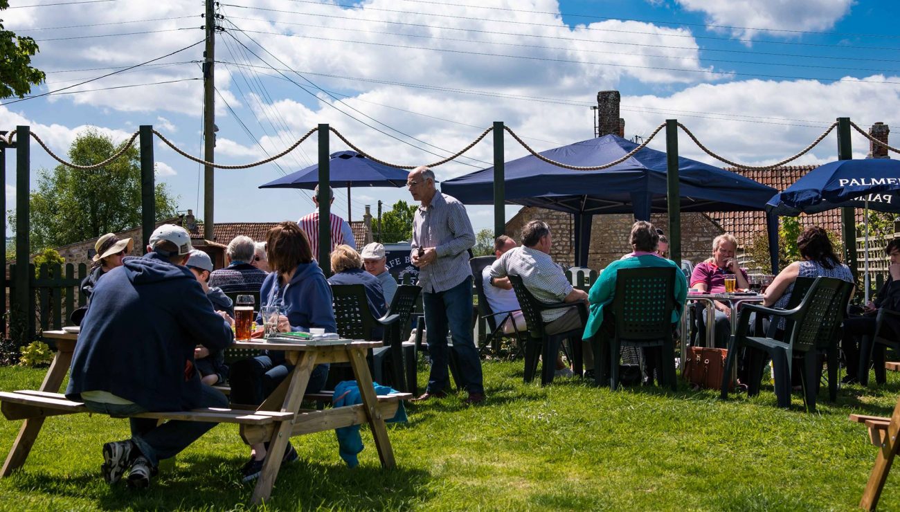 Beer garden at the Royal Oak in Drimpton.