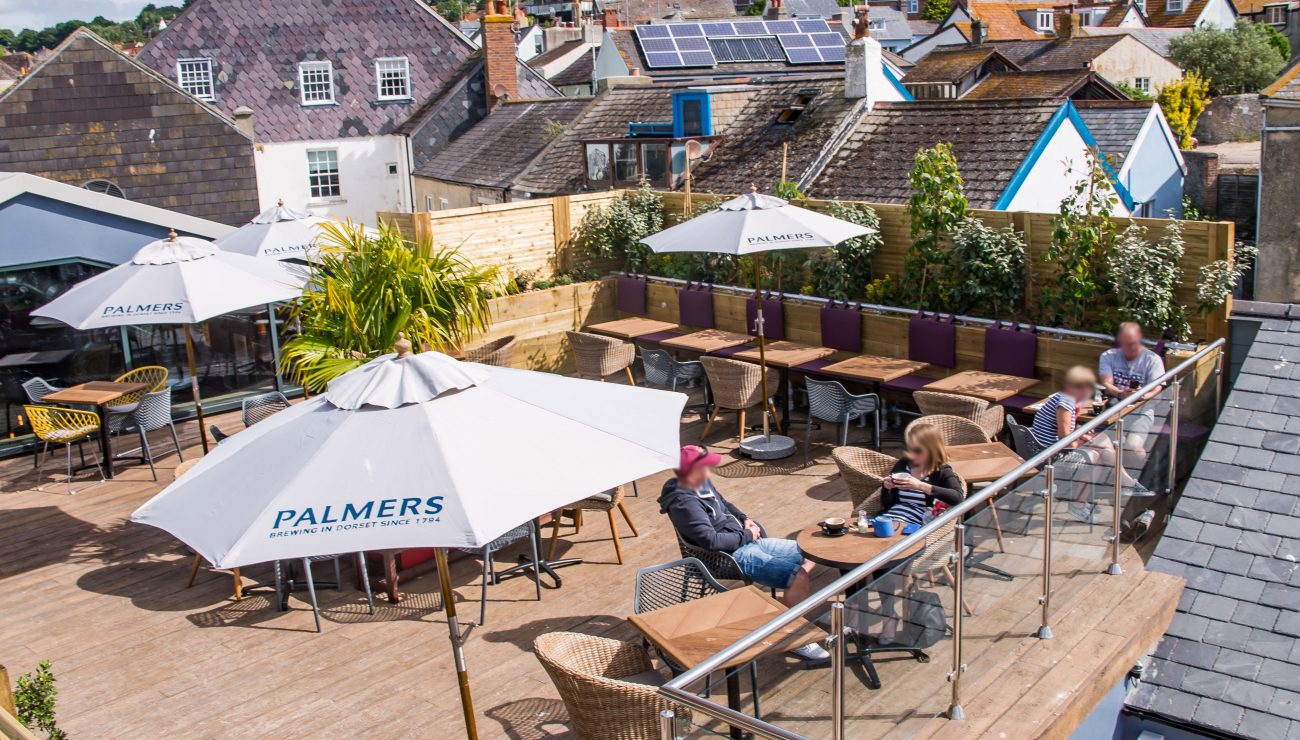 Outdoor dining at The Pilot Boat in Lyme Regis