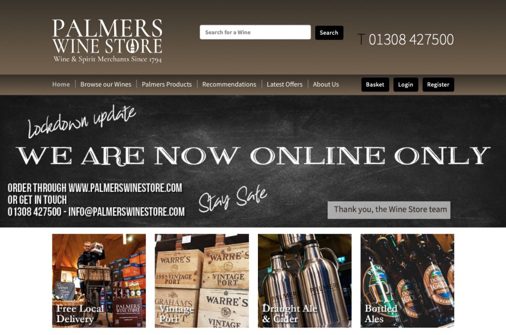 palmers wine store website homepage